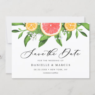 Waterverf Graefruits en Sinaasappels Summer Weddin Save The Date