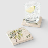 Waterverf Grafiek wijnmonogram Stenen Onderzetter (Zijkant)