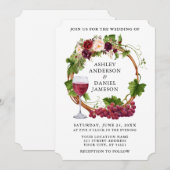 Waterverf Grafieke Vijnstokken Floral Wreath Weddi Kaart (Voorkant / Achterkant)