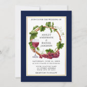 Waterverf Grafieke wijnstokken met blauwe bruiloft Kaart (Voorkant)