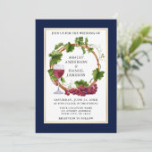 Waterverf Grafieke wijnstokken met blauwe bruiloft Kaart (Staand voorkant)