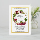 Waterverf grafietsen Floral Wreatding Wedding Gold Folie Uitnodiging (Staand Voorkant)
