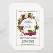 Waterverf grafietsen Floral Wreatding Wedding Gold Kaart (Voorkant / Achterkant)