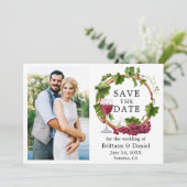 Waterverf grafietsen met foto save the date (Staand voorkant)