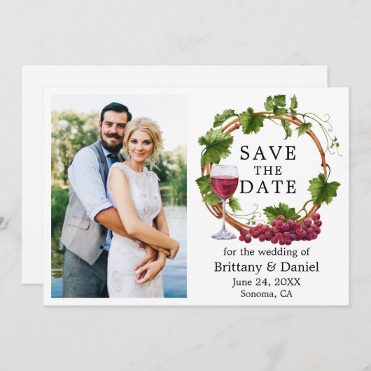 Waterverf grafietsen met foto save the date (Voorkant / Achterkant)