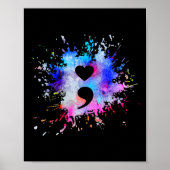 Waterverf Grafisch Hart Semicolon Symbool Poster (Voorkant)