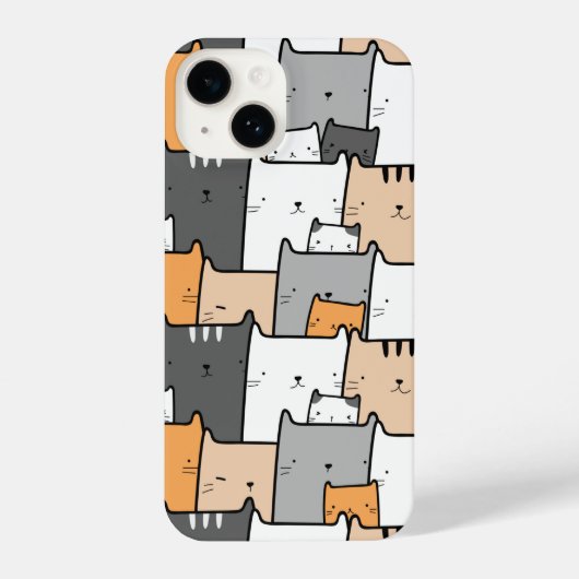 Waterverf Grafische kunst Katten Kittens Animal Ar iPhone Hoesje (Achterkant)