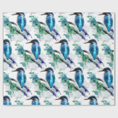 Waterverf Grafische kunst Kingfisher Vist Vogelkun Cadeaupapier (Vlak)