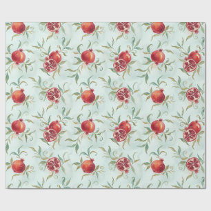 Waterverf Granaatappel Fruit en Bladeren Cadeaupapier