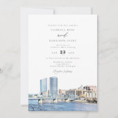 Waterverf Grand Rapids Michigan Skyline Wedding Kaart (Voorkant)