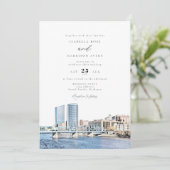 Waterverf Grand Rapids Michigan Skyline Wedding Kaart (Staand voorkant)