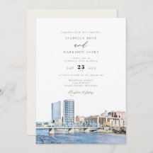 Waterverf Grand Rapids Michigan Skyline Wedding