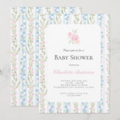 Waterverf Grandmillennial Baby shower Invitation Kaart (Voorkant / Achterkant)