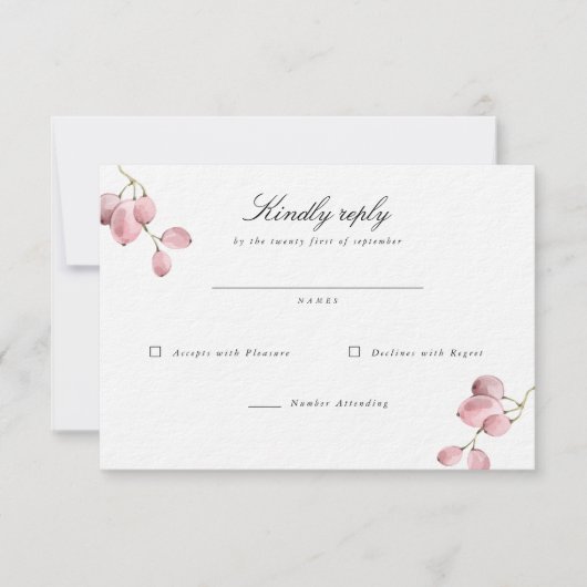 Waterverf Grape Vine Wedding RSVP-kaart RSVP Kaartje (Voorkant)