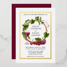 Waterverf Grape Vine Wreath Wedding Gold