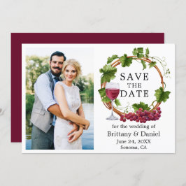 Waterverf Grape Vines met foto Bourgogne Save The Date