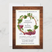 Waterverf Grape Vines Wood Wreatfoto Wedding Kaart (Voorkant)