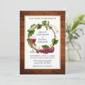 Waterverf Grape Vines Wood Wreatfoto Wedding Kaart (Staand voorkant)