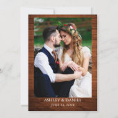 Waterverf Grape Vines Wood Wreatfoto Wedding Kaart (Achterkant)