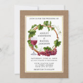 Waterverf Grape Vines Wreath Kraft Photo Wedding Kaart (Voorkant)