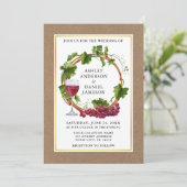 Waterverf Grape Vines Wreath Kraft Photo Wedding Kaart (Staand voorkant)