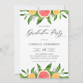 Waterverf Grapefruit en Sinaasappels Afstudeerfees Kaart (Voorkant)