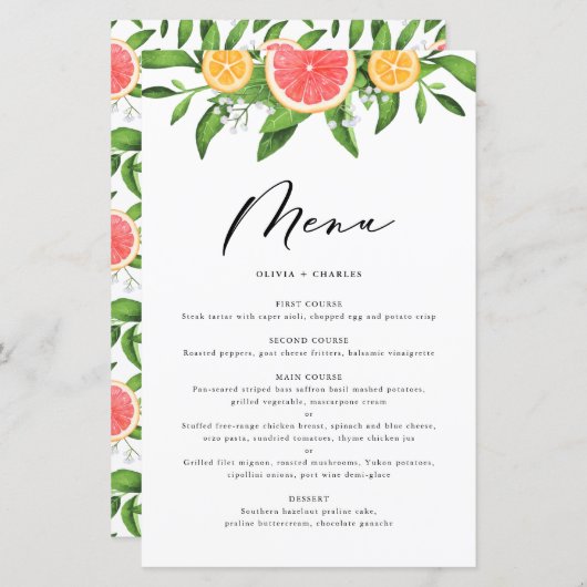 Waterverf Grapefruit en Sinaasappels Citrus-menuka (Voorkant / Achterkant)