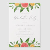 Waterverf Grapefruit en Sinaasappels Graduation Pa Vellum Uitnodigingen (Voorkant)