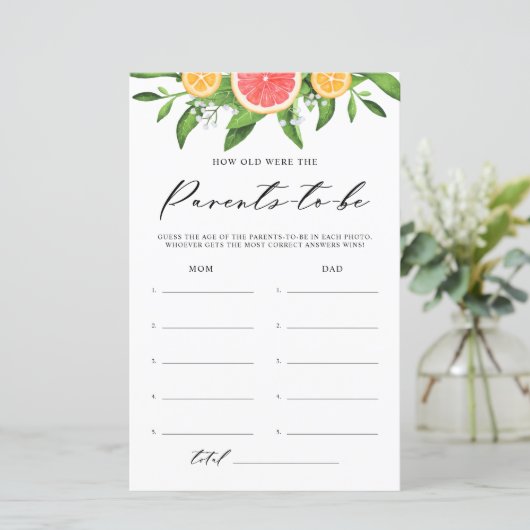 Waterverf Grapefruit hoe oud Baby shower wordt (Staand voorkant)