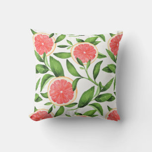 Waterverf Grapefruits en Greenery Pattern Kussen