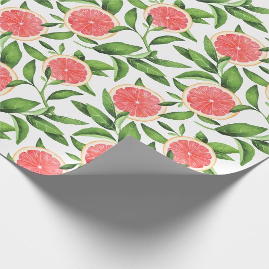 Waterverf Grapefruits en groen Patroon Cadeaupapier (Hoek)