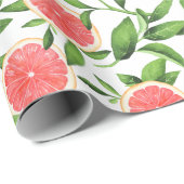 Waterverf Grapefruits en groen Patroon Cadeaupapier (Rol Hoek)