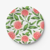 Waterverf Grapefruits en groen Patroon Papieren Bordje (Voorkant)