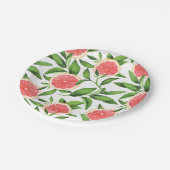 Waterverf Grapefruits en groen Patroon Papieren Bordje (Gekanteld)