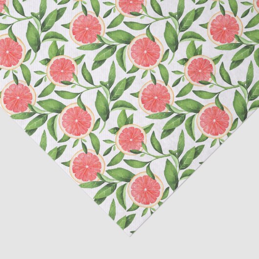 Waterverf Grapefruits en groen Patroon Tissuepapier (Detail)