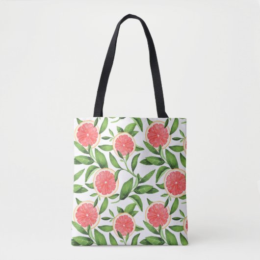 Waterverf Grapefruits en groen Patroon Tote Bag (Voorkant)