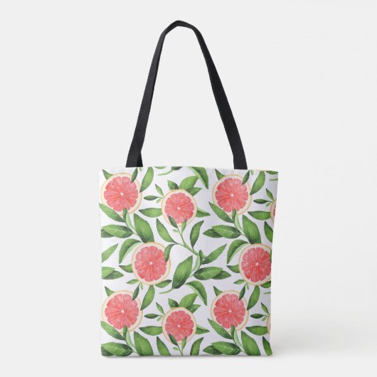 Waterverf Grapefruits en groen Patroon Tote Bag (Achterkant)