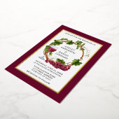 Waterverf Grapes Wreath Wedding Burgundy Gold Folie Uitnodiging (Gedraaid)