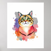 waterverf Grappig Kattenontwerp Poster (Voorkant)