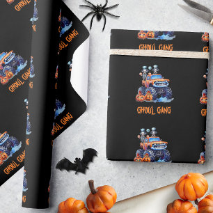 Waterverf Grappig Monster Truck Skeletten Hallowee Cadeaupapier
