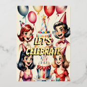 Waterverf Grappige Comic Verjaardagscène Folie Uitnodiging (Voorkant)