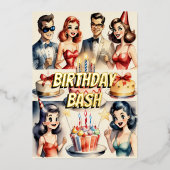 Waterverf Grappige Comic Verjaardagscène Folie Uitnodiging (Voorkant)