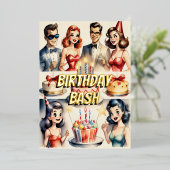 Waterverf Grappige Comic Verjaardagscène Folie Uitnodiging (Staand Voorkant)