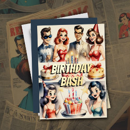 Waterverf Grappige Comic Verjaardagscène Folie Uitnodiging