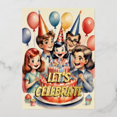 Waterverf Grappige Comic Verjaardagscène Folie Uitnodiging (Voorkant)