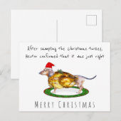 Waterverf grappige Dachshund heeft kerstkalkoen ge Briefkaart (Voorkant / Achterkant)