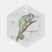 Waterverf grappige kameleon glas ornament (Achterkant)