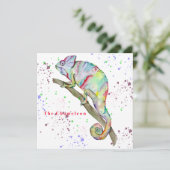 Waterverf grappige kameleon kaart (Staand voorkant)