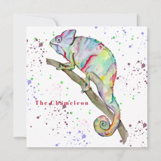 Waterverf grappige kameleon kaart (Voorkant)