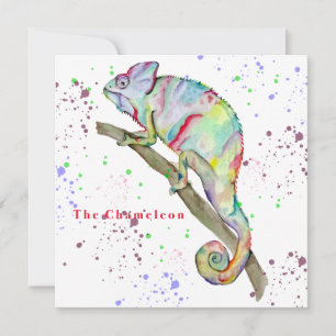 Waterverf grappige kameleon kaart